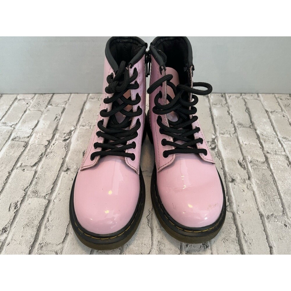 Dr. Martens Combat Boots Girls Kids US SZ 12 Pink Patent Leather Shoes Doc 1460J - Picture 6 of 13